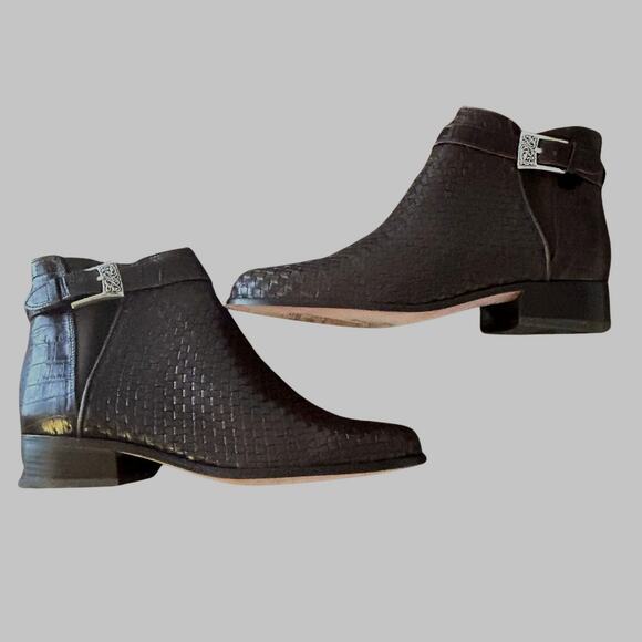Brighton Women's Woven Leather Ankle Boots Brown Size 7.5M New Without Box - Picture 5 of 7